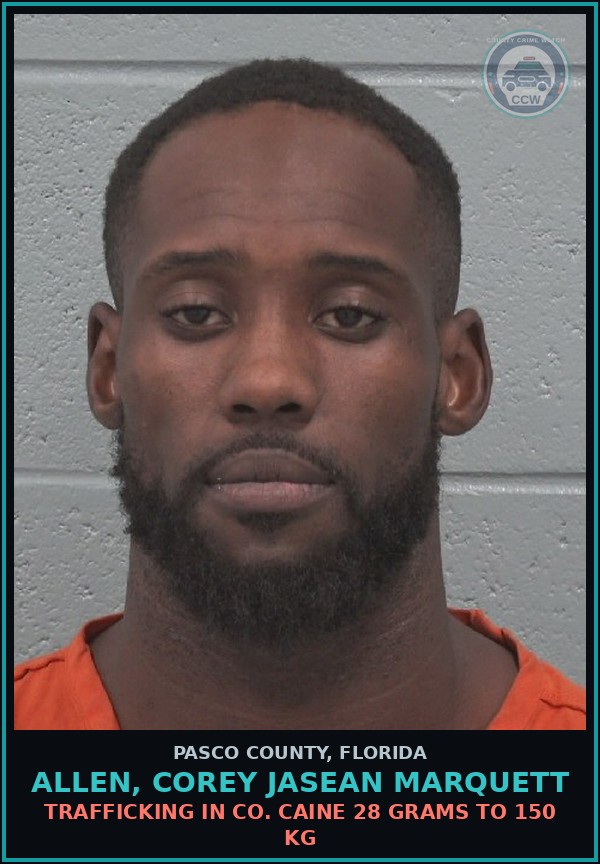 Booking mugshot of ALLEN, COREY JASEAN MARQUETT in Pasco County