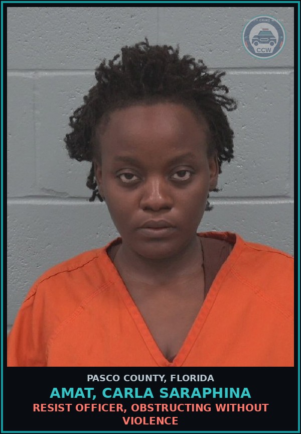Booking mugshot of AMAT, CARLA SARAPHINA in Pasco County