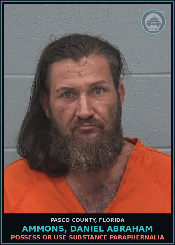 Booking mugshot of AMMONS, DANIEL ABRAHAM in Pasco County