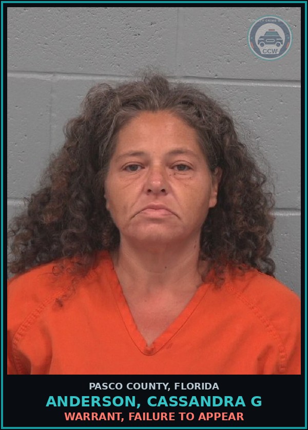 Booking mugshot of ANDERSON, CASSANDRA G in Pasco County