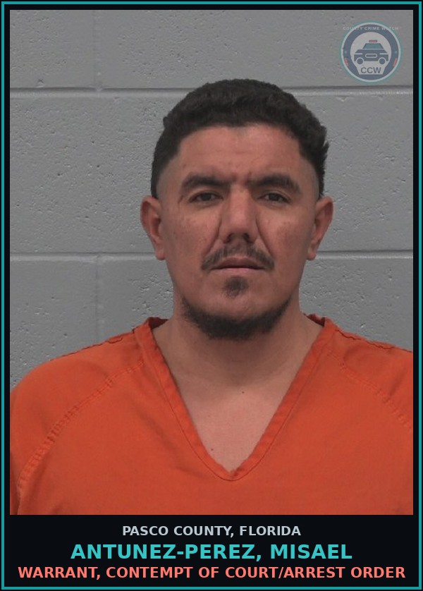 Booking mugshot of ANTUNEZ-PEREZ, MISAEL in Pasco County