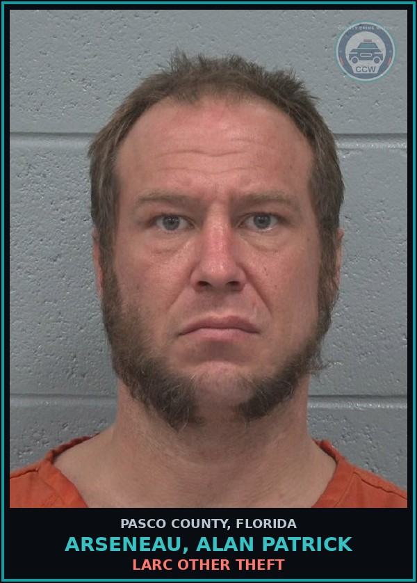 Booking mugshot of ARSENEAU, ALAN PATRICK in Pasco County