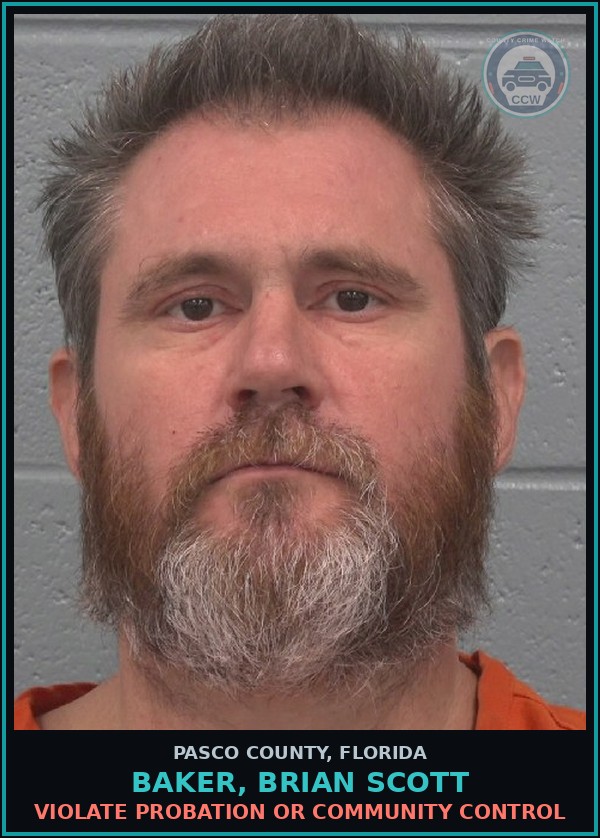 Booking mugshot of BAKER, BRIAN SCOTT in Pasco County