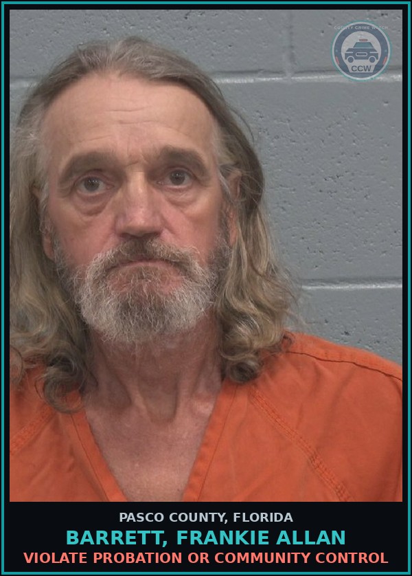 Booking mugshot of BARRETT, FRANKIE ALLAN in Pasco County