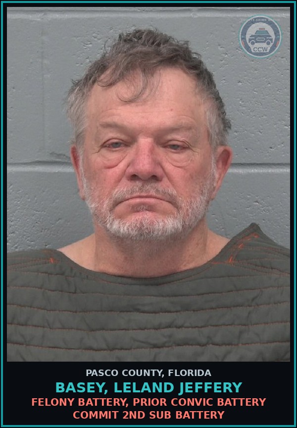Booking mugshot of BASEY, LELAND JEFFERY in Pasco County