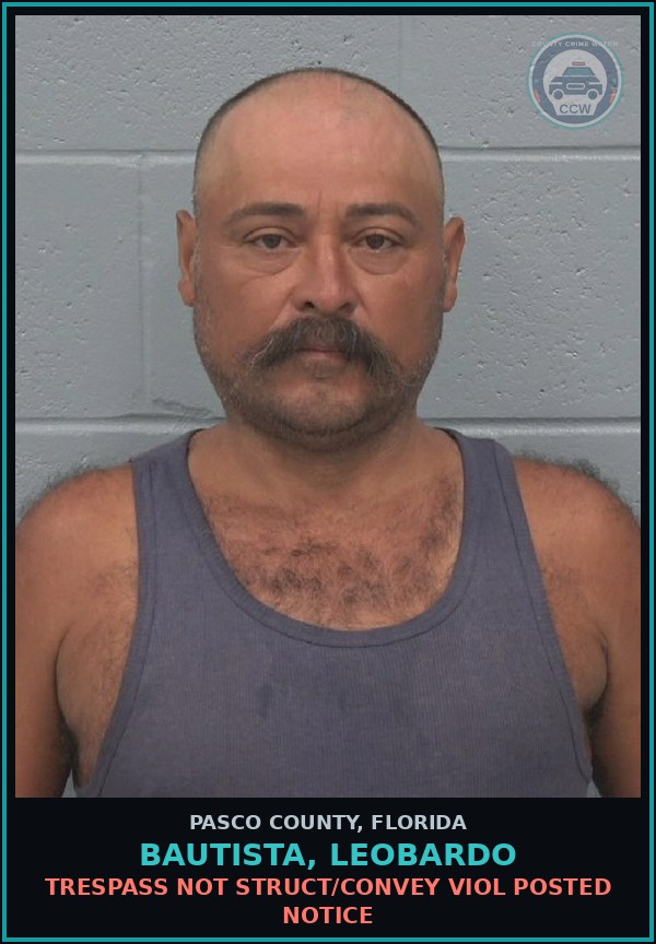 Booking mugshot of BAUTISTA, LEOBARDO in Pasco County