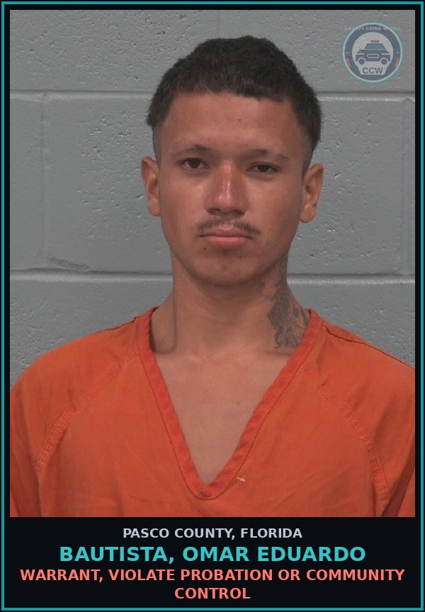 Booking mugshot of BAUTISTA, OMAR EDUARDO in Pasco County