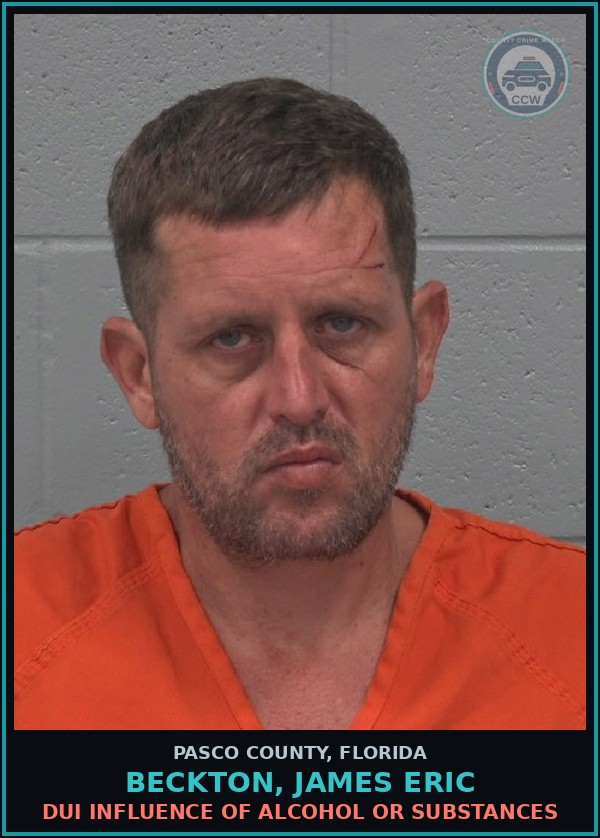 Booking mugshot of BECKTON, JAMES ERIC in Pasco County