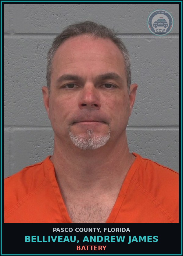 Booking mugshot of BELLIVEAU, ANDREW JAMES in Pasco County