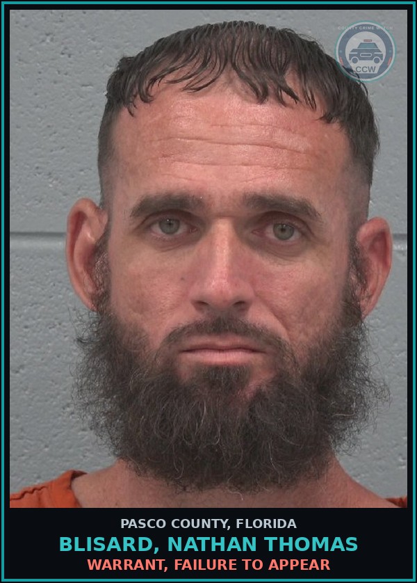 Booking mugshot of BLISARD, NATHAN THOMAS in Pasco County