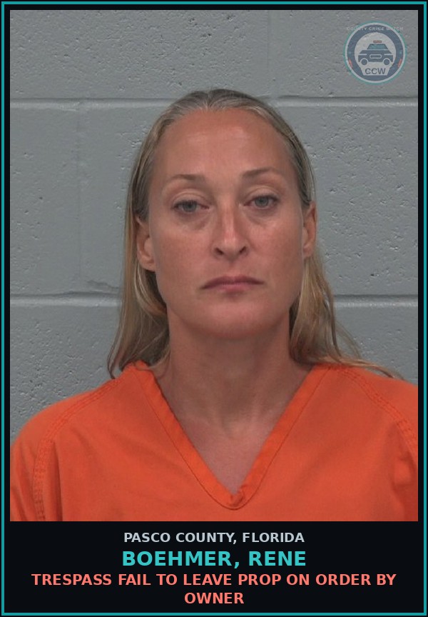Booking mugshot of BOEHMER, RENE in Pasco County