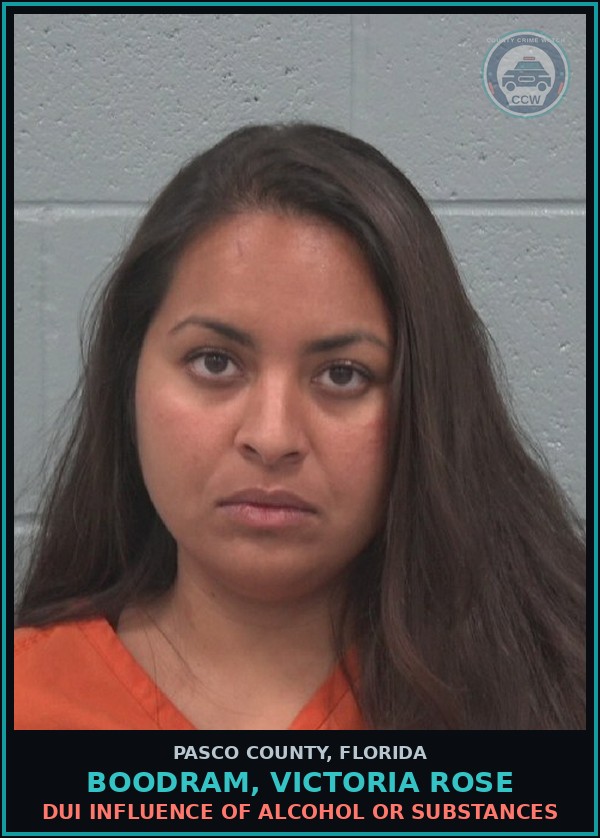 Booking mugshot of BOODRAM, VICTORIA ROSE in Pasco County