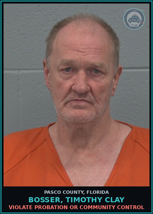 Booking mugshot of BOSSER, TIMOTHY CLAY in Pasco County