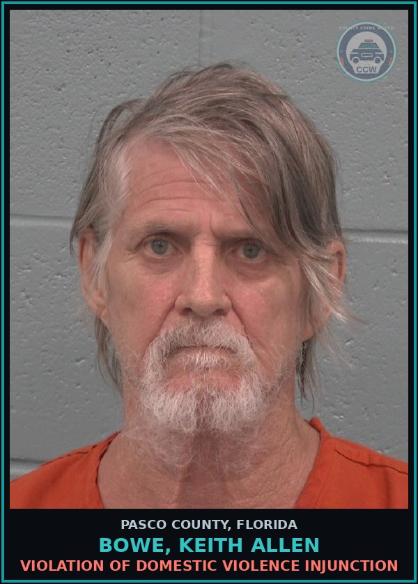 Booking mugshot of BOWE, KEITH ALLEN in Pasco County