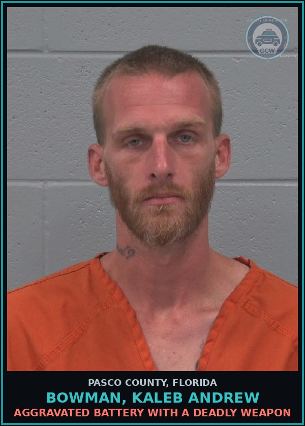 Booking mugshot of BOWMAN, KALEB ANDREW in Pasco County