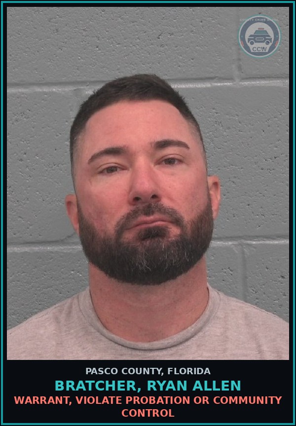 Booking mugshot of BRATCHER, RYAN ALLEN in Pasco County