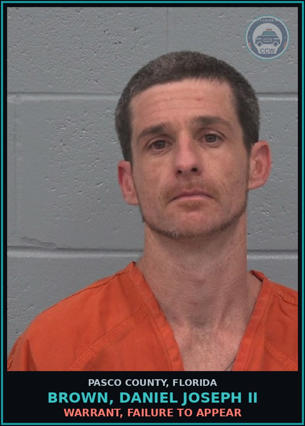 Booking mugshot of BROWN, DANIEL JOSEPH II in Pasco County