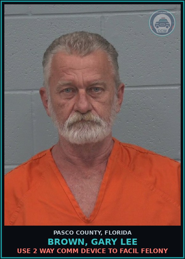 Booking mugshot of BROWN, GARY LEE in Pasco County
