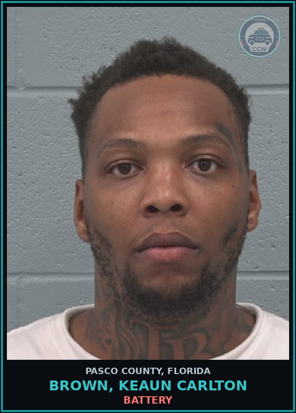 Booking mugshot of BROWN, KEAUN CARLTON in Pasco County
