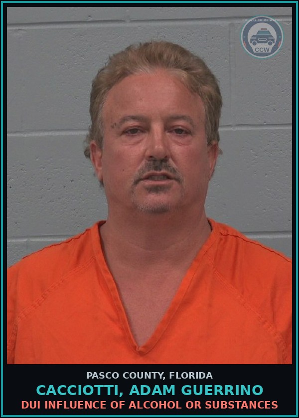 Booking mugshot of CACCIOTTI, ADAM GUERRINO in Pasco County