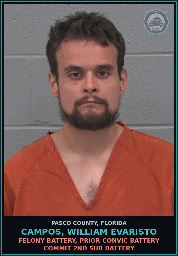 Booking mugshot of CAMPOS, WILLIAM EVARISTO in Pasco County