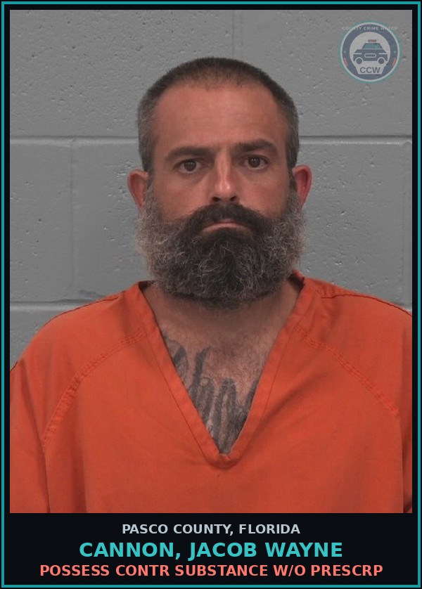 Booking mugshot of CANNON, JACOB WAYNE in Pasco County