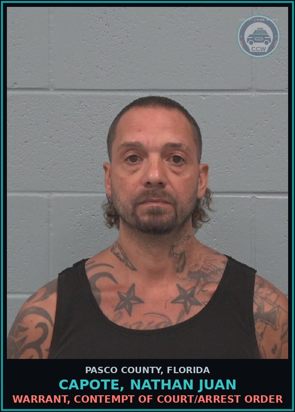 Booking mugshot of CAPOTE, NATHAN JUAN in Pasco County