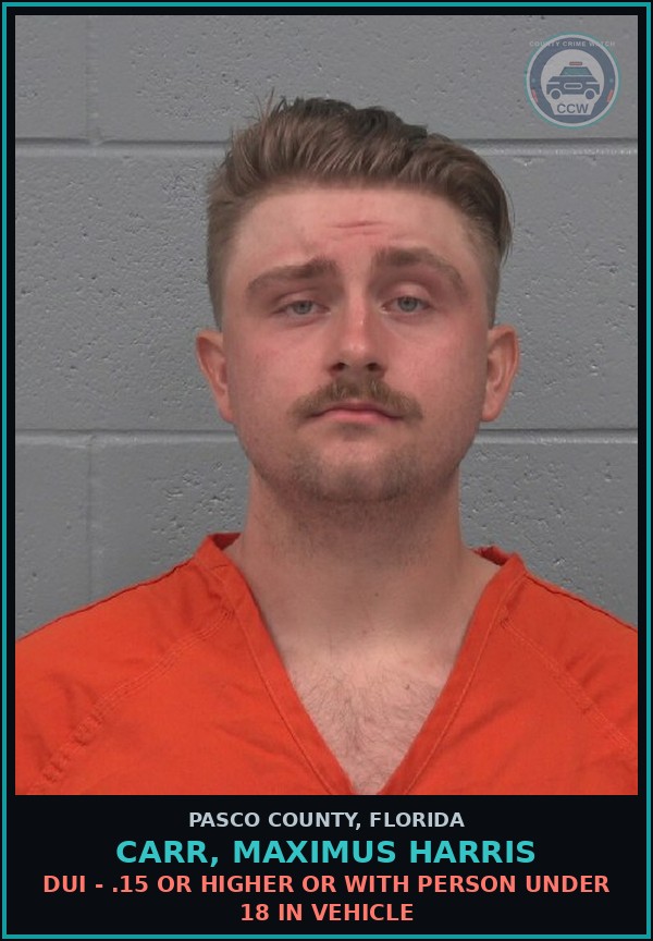 Booking mugshot of CARR, MAXIMUS HARRIS in Pasco County