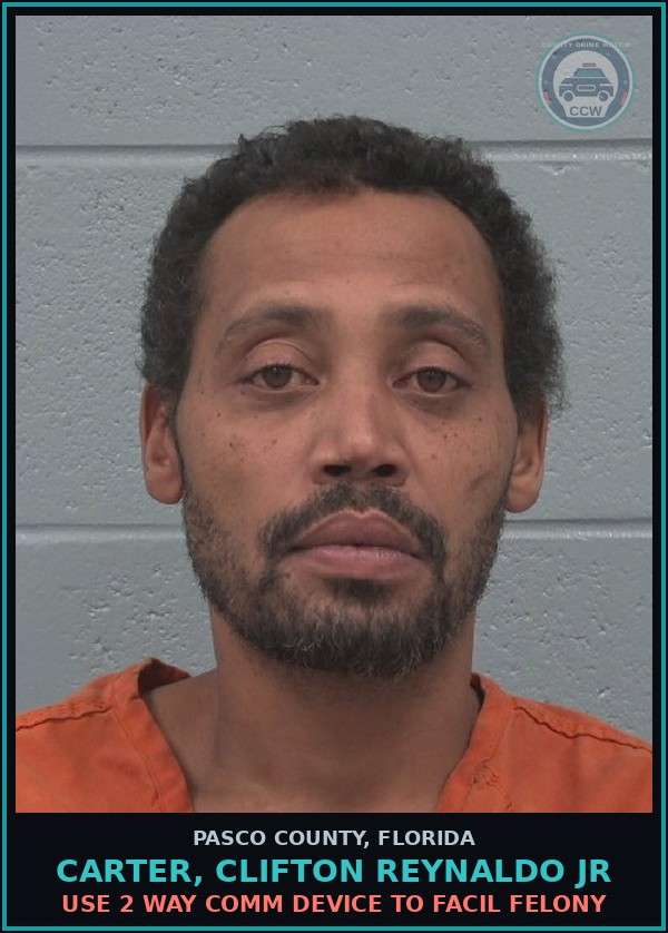 Booking mugshot of CARTER, CLIFTON REYNALDO JR in Pasco County
