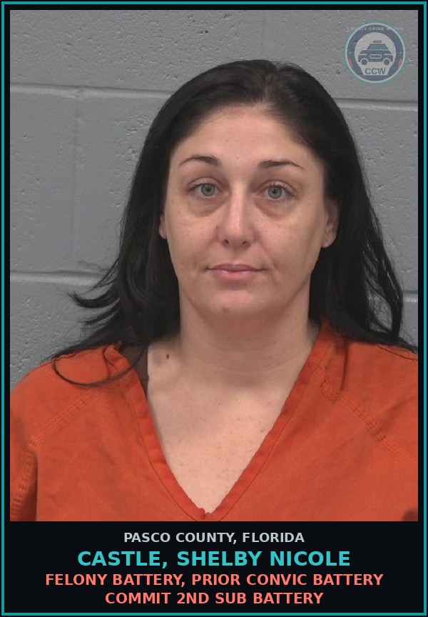 Booking mugshot of CASTLE, SHELBY NICOLE in Pasco County