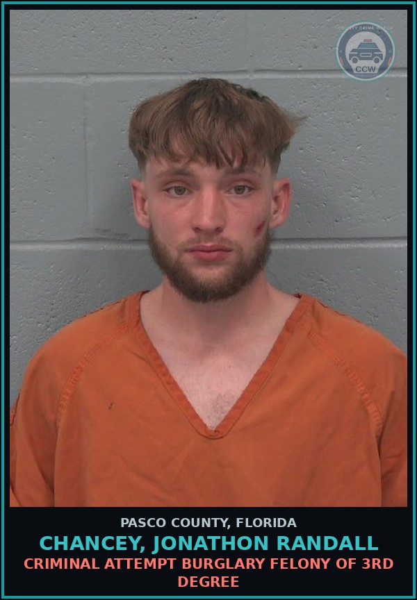 Booking mugshot of CHANCEY, JONATHON RANDALL in Pasco County