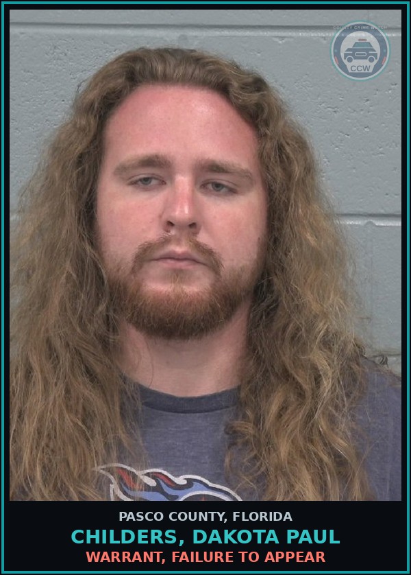 Booking mugshot of CHILDERS, DAKOTA PAUL in Pasco County