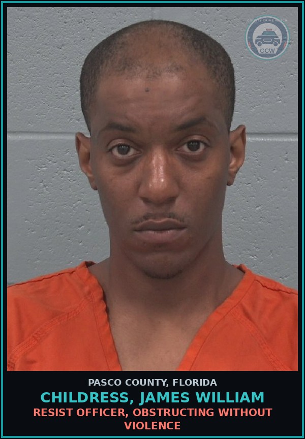 Booking mugshot of CHILDRESS, JAMES WILLIAM in Pasco County
