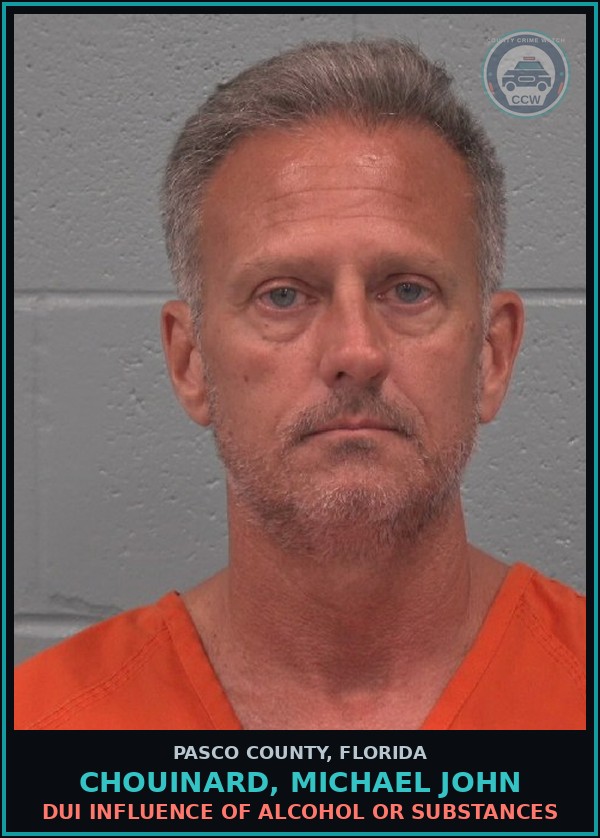 Booking mugshot of CHOUINARD, MICHAEL JOHN in Pasco County