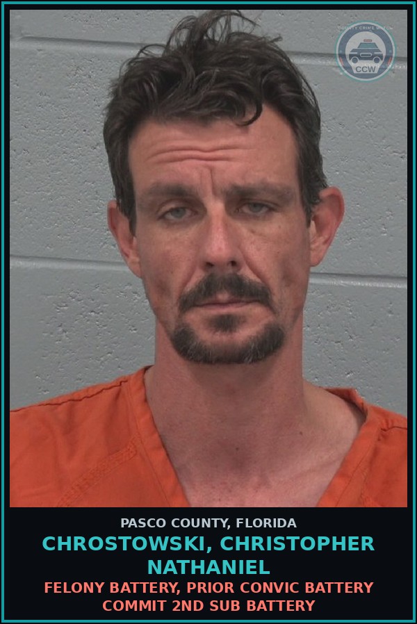 Booking mugshot of CHROSTOWSKI, CHRISTOPHER NATHANIEL in Pasco County
