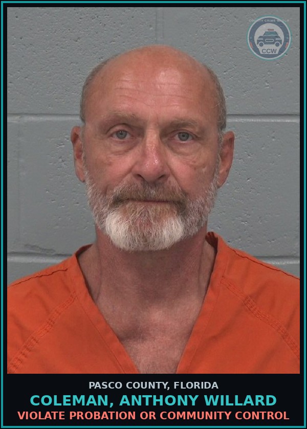 Booking mugshot of COLEMAN, ANTHONY WILLARD in Pasco County