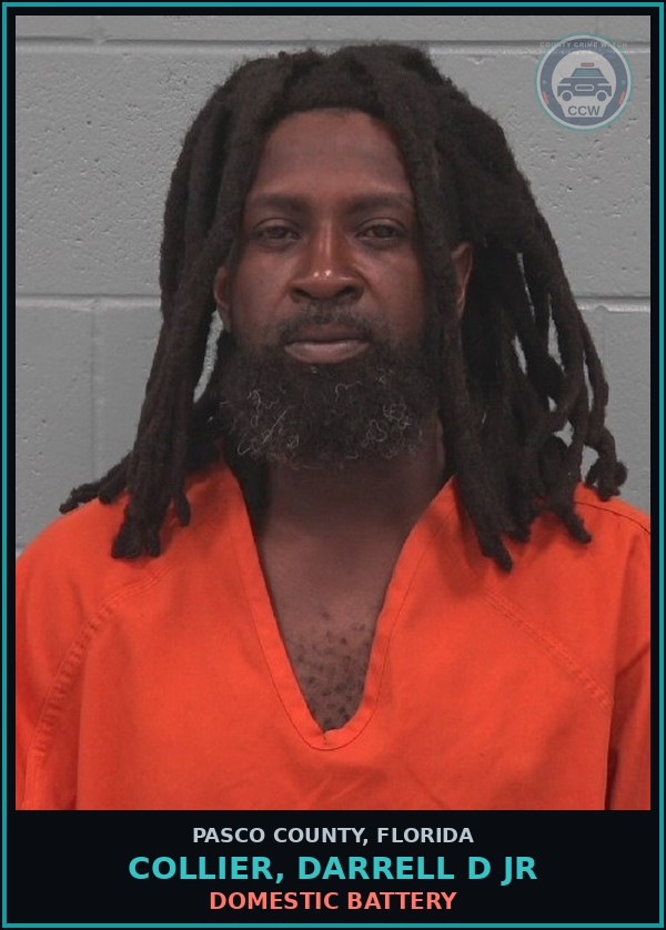 Booking mugshot of COLLIER, DARRELL D JR in Pasco County