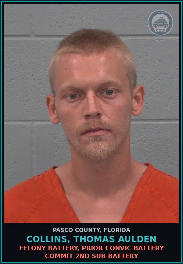 Booking mugshot of COLLINS, THOMAS AULDEN in Pasco County