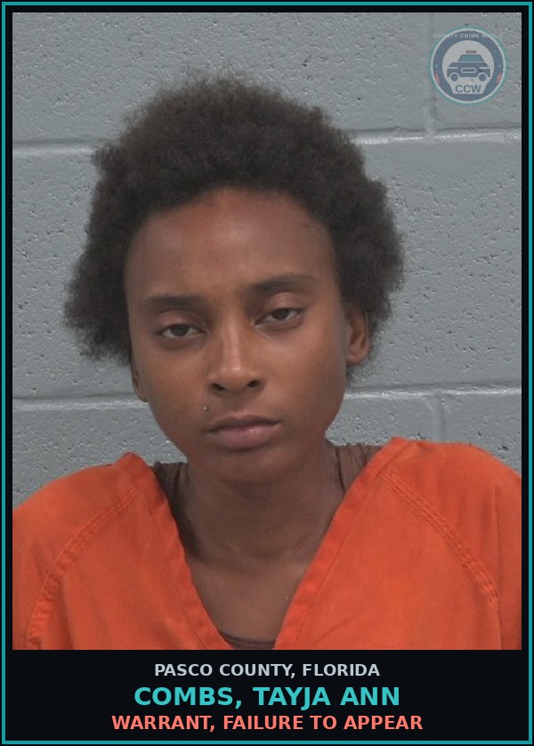 Booking mugshot of COMBS, TAYJA ANN in Pasco County