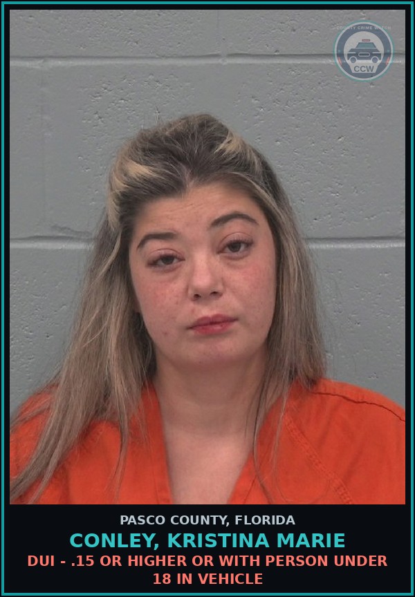 Booking mugshot of CONLEY, KRISTINA MARIE in Pasco County