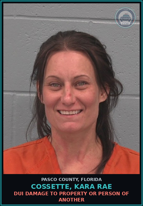 Booking mugshot of COSSETTE, KARA RAE in Pasco County