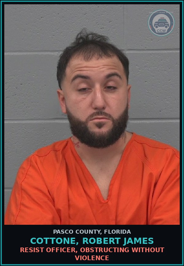 Booking mugshot of COTTONE, ROBERT JAMES in Pasco County