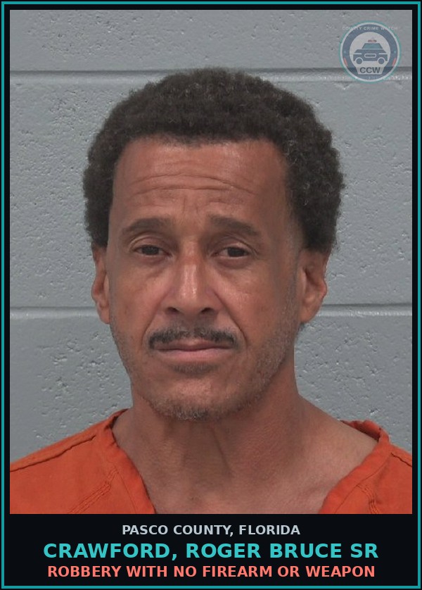 Booking mugshot of CRAWFORD, ROGER BRUCE SR in Pasco County