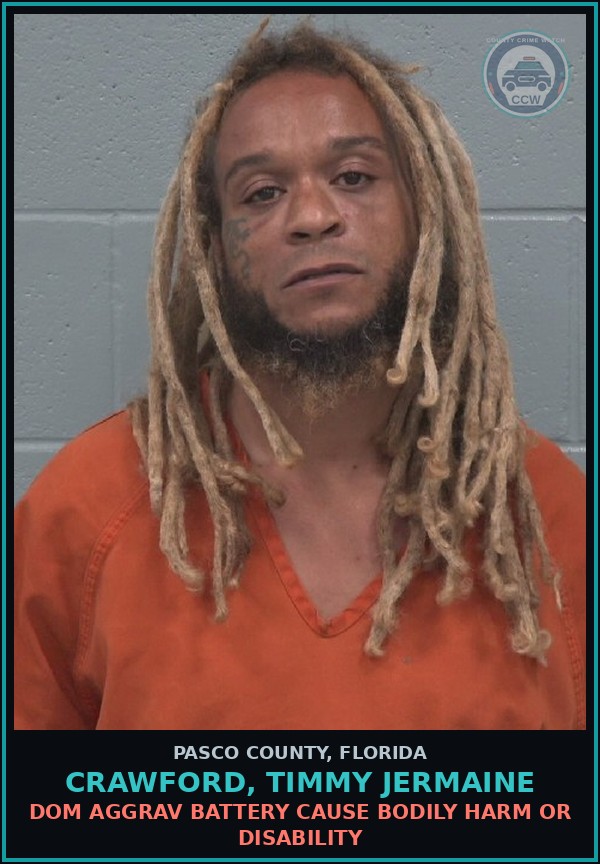 Booking mugshot of CRAWFORD, TIMMY JERMAINE in Pasco County