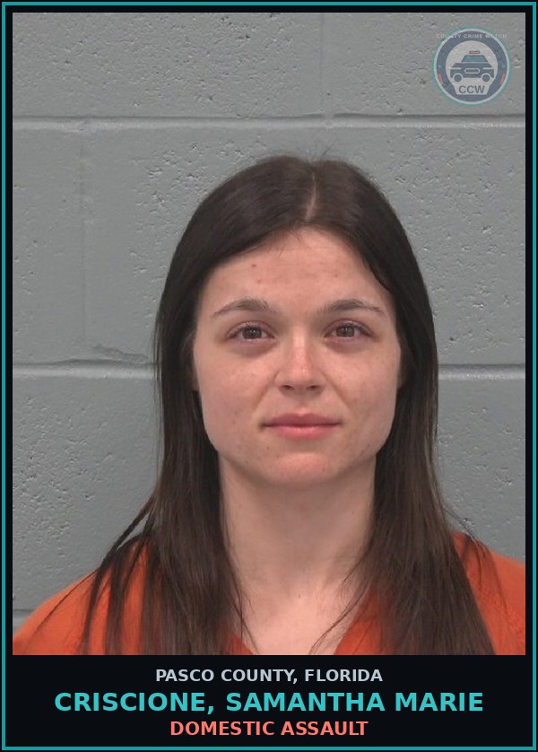Booking mugshot of CRISCIONE, SAMANTHA MARIE in Pasco County