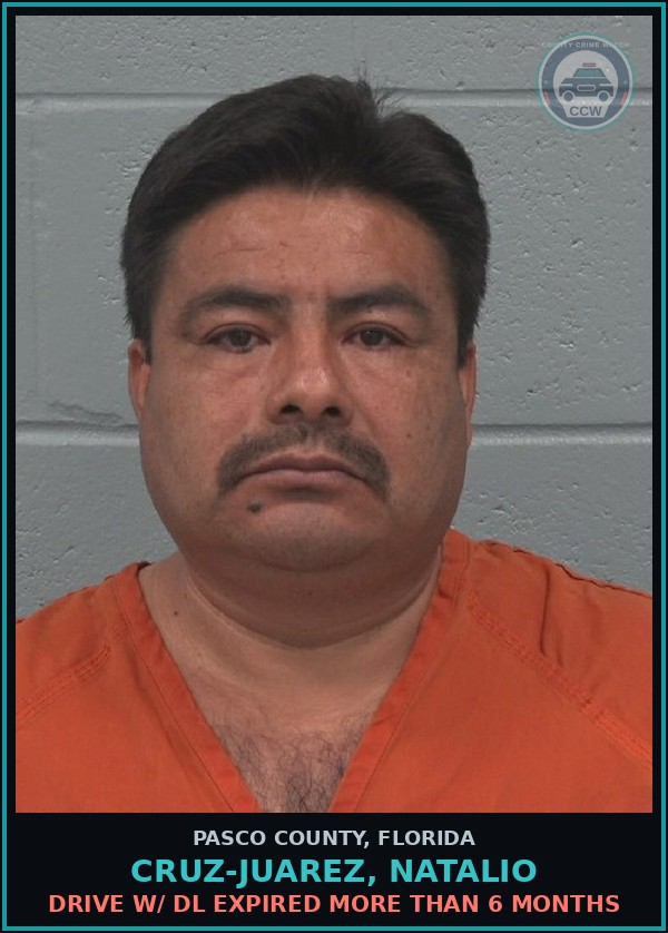 Booking mugshot of CRUZ-JUAREZ, NATALIO in Pasco County