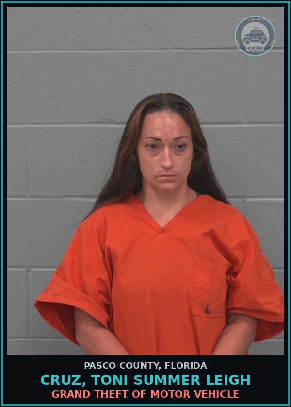 Booking mugshot of CRUZ, TONI SUMMER LEIGH in Pasco County