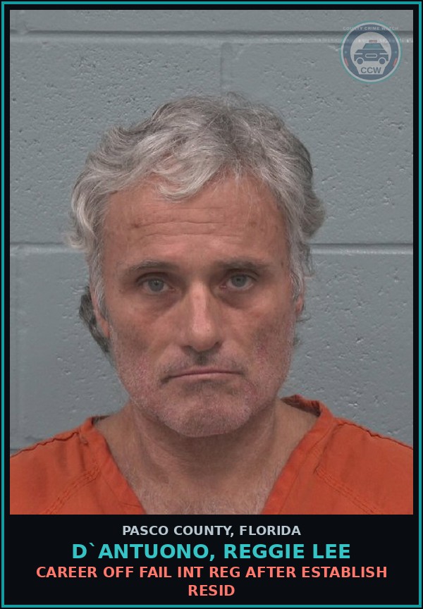 Booking mugshot of D`ANTUONO, REGGIE LEE in Pasco County