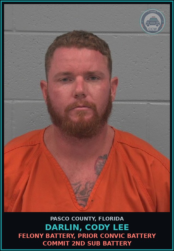 Booking mugshot of DARLIN, CODY LEE in Pasco County