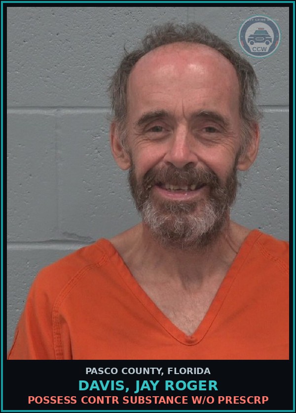 Booking mugshot of DAVIS, JAY ROGER in Pasco County